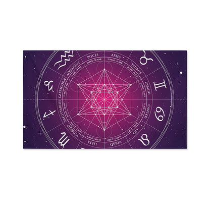 Geometric Zodiac Calendar Print Polyester Flag