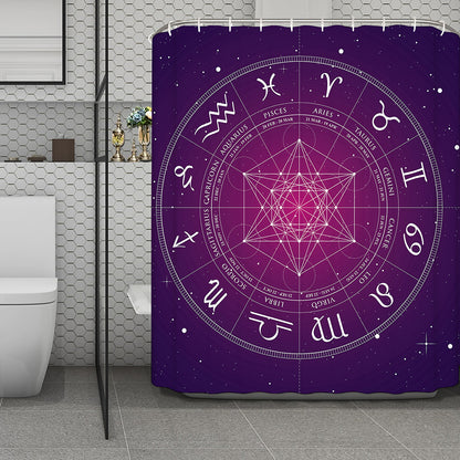 Geometric Zodiac Calendar Print Polyester Shower Curtain