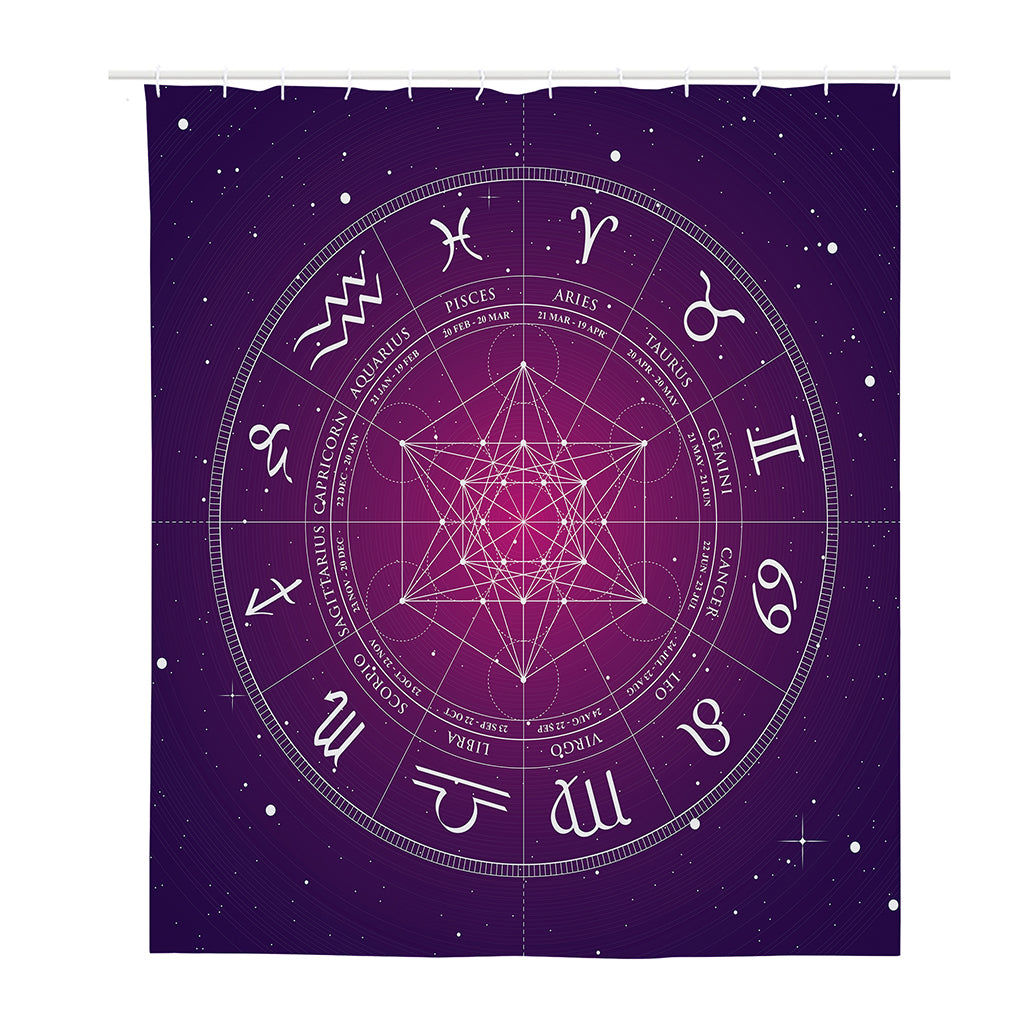 Geometric Zodiac Calendar Print Polyester Shower Curtain