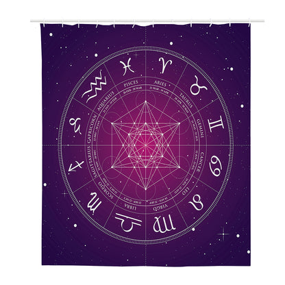 Geometric Zodiac Calendar Print Polyester Shower Curtain