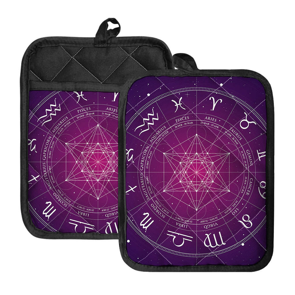 Geometric Zodiac Calendar Print Pot Holders With Pocket