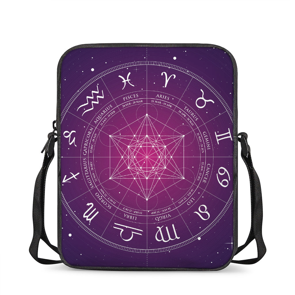 Geometric Zodiac Calendar Print Rectangular Crossbody Bag