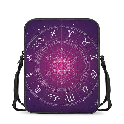 Geometric Zodiac Calendar Print Rectangular Crossbody Bag