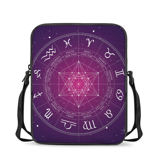 Geometric Zodiac Calendar Print Rectangular Crossbody Bag