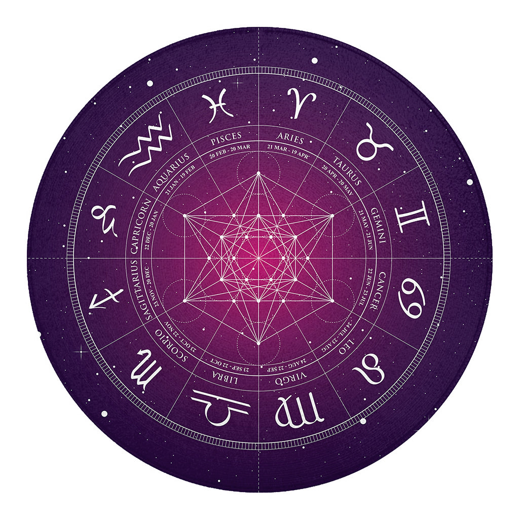 Geometric Zodiac Calendar Print Round Blanket
