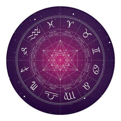 Geometric Zodiac Calendar Print Round Blanket