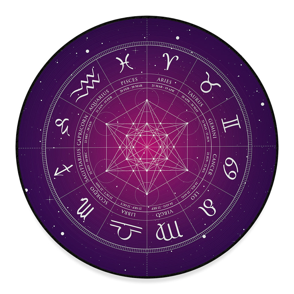 Geometric Zodiac Calendar Print Round Floor Mat