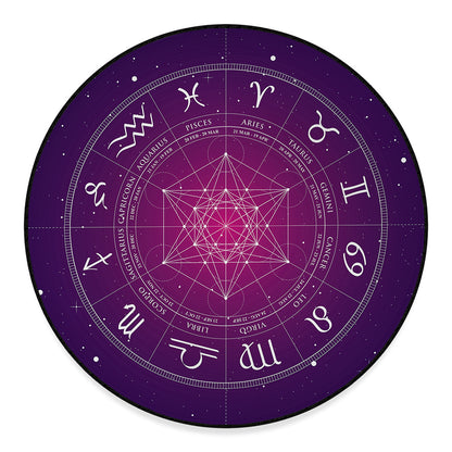 Geometric Zodiac Calendar Print Round Floor Mat