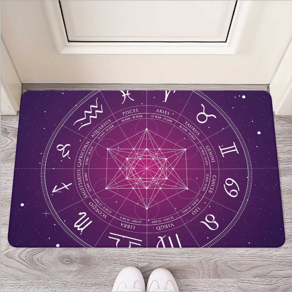 Geometric Zodiac Calendar Print Rubber Doormat