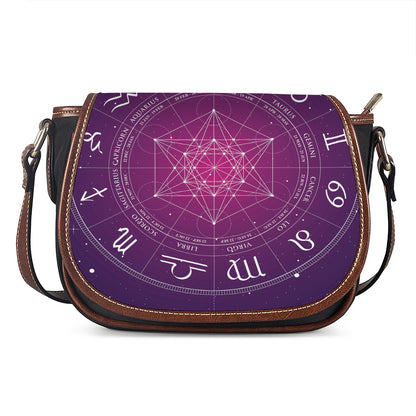 Geometric Zodiac Calendar Print Saddle Bag