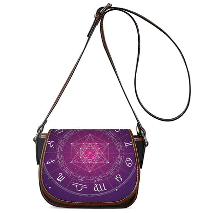 Geometric Zodiac Calendar Print Saddle Bag