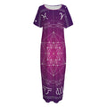 Geometric Zodiac Calendar Print Short Sleeve Long Nightdress