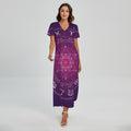 Geometric Zodiac Calendar Print Short Sleeve Maxi Dress