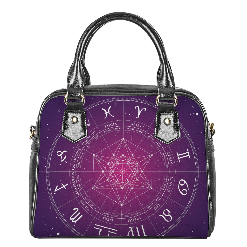 Geometric Zodiac Calendar Print Shoulder Handbag