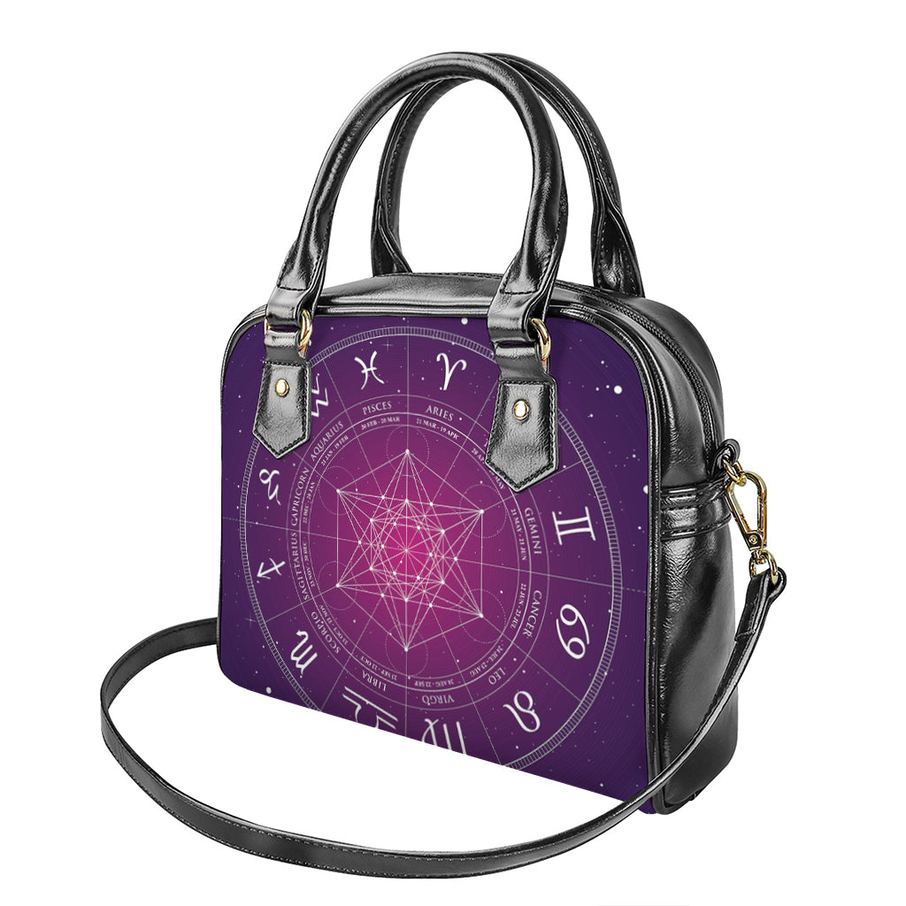 Geometric Zodiac Calendar Print Shoulder Handbag