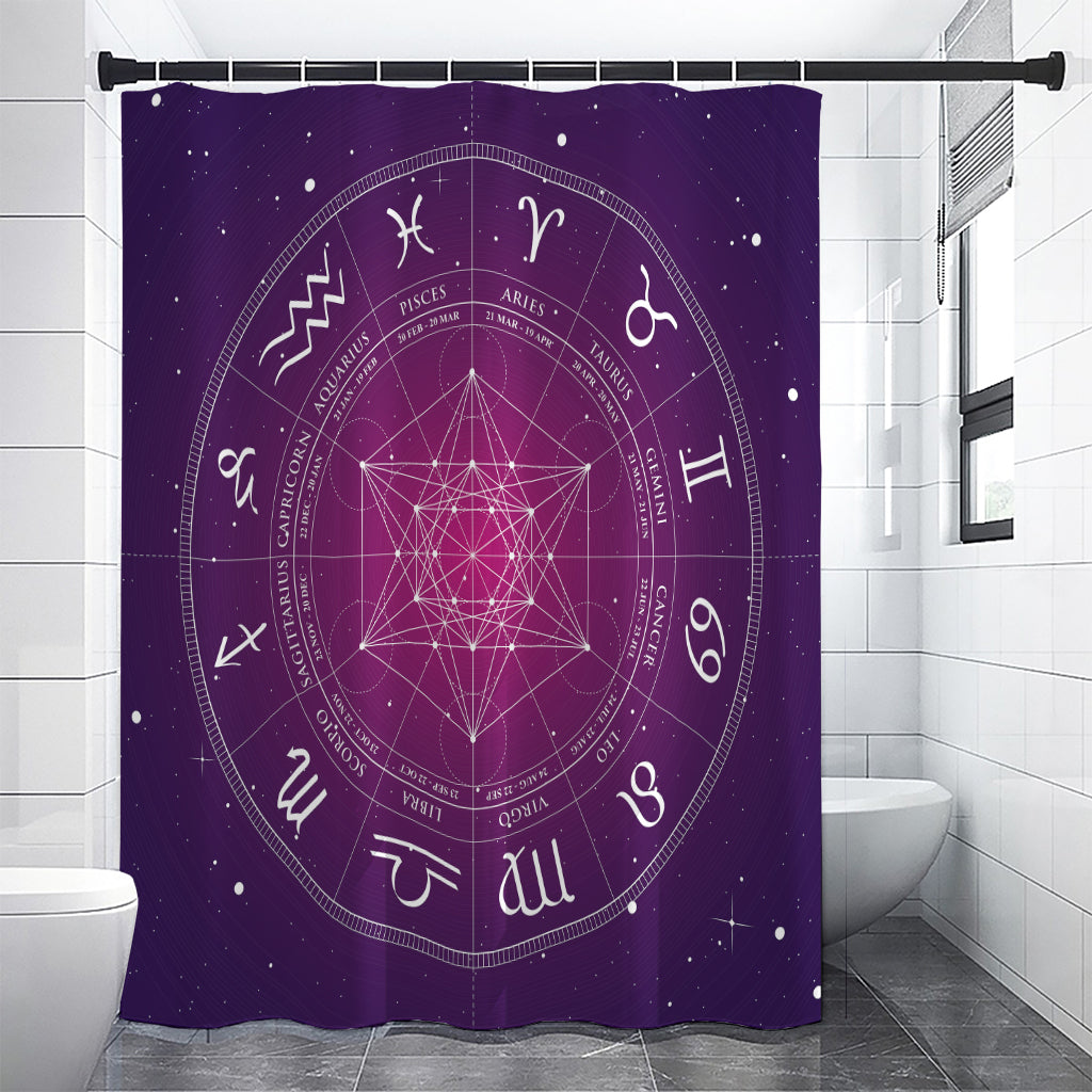 Geometric Zodiac Calendar Print Shower Curtain