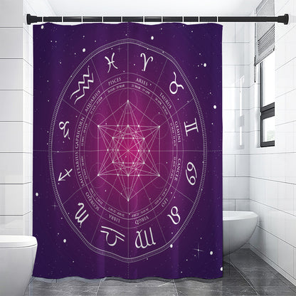 Geometric Zodiac Calendar Print Shower Curtain