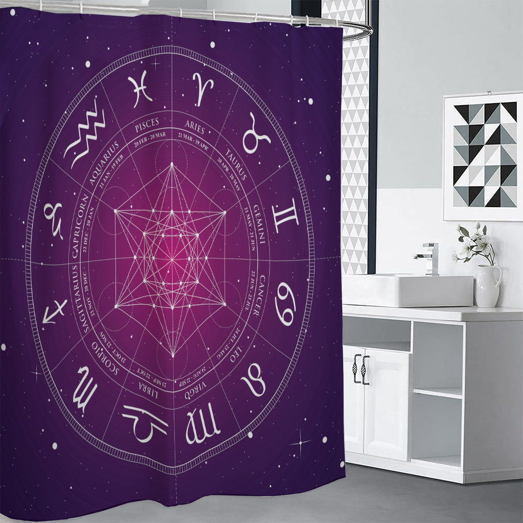 Geometric Zodiac Calendar Print Shower Curtain