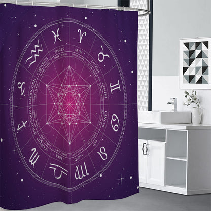 Geometric Zodiac Calendar Print Shower Curtain
