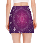 Geometric Zodiac Calendar Print Side Slit Mini Skirt
