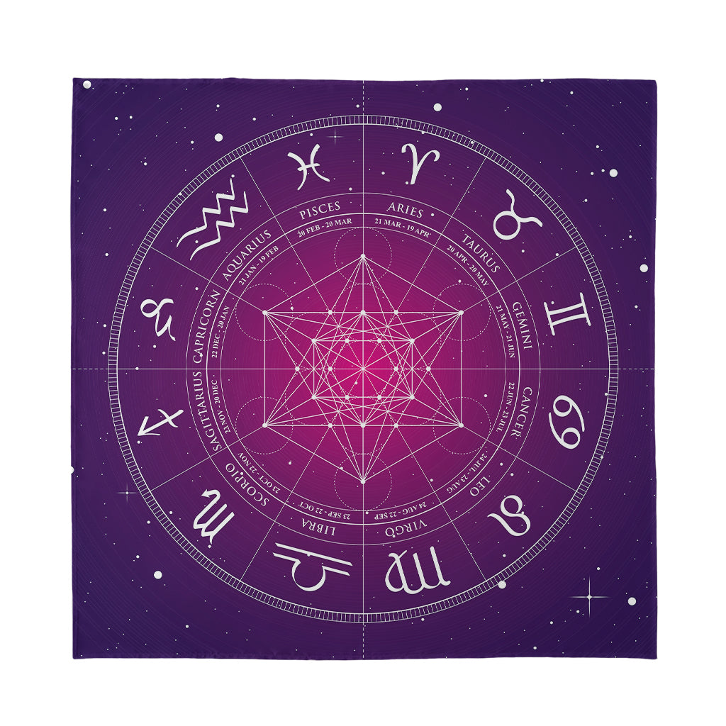 Geometric Zodiac Calendar Print Silk Bandana