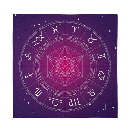 Geometric Zodiac Calendar Print Silk Bandana