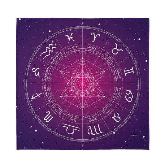 Geometric Zodiac Calendar Print Silk Bandana
