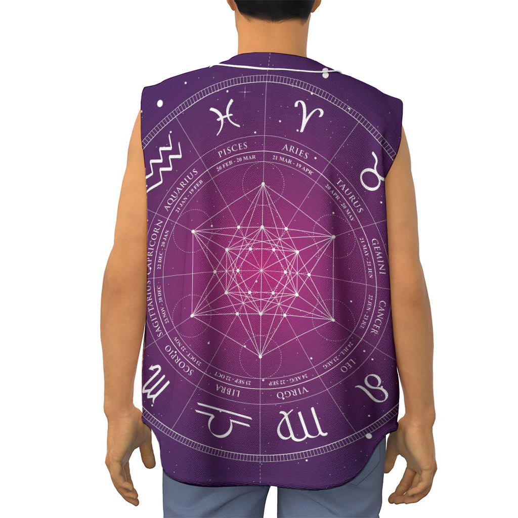 Geometric Zodiac Calendar Print Sleeveless Baseball Jersey