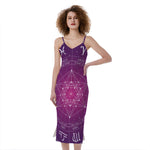 Geometric Zodiac Calendar Print Slim Fit Midi Cami Dress