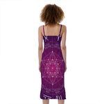 Geometric Zodiac Calendar Print Slim Fit Midi Cami Dress