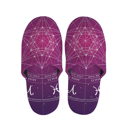 Geometric Zodiac Calendar Print Slippers