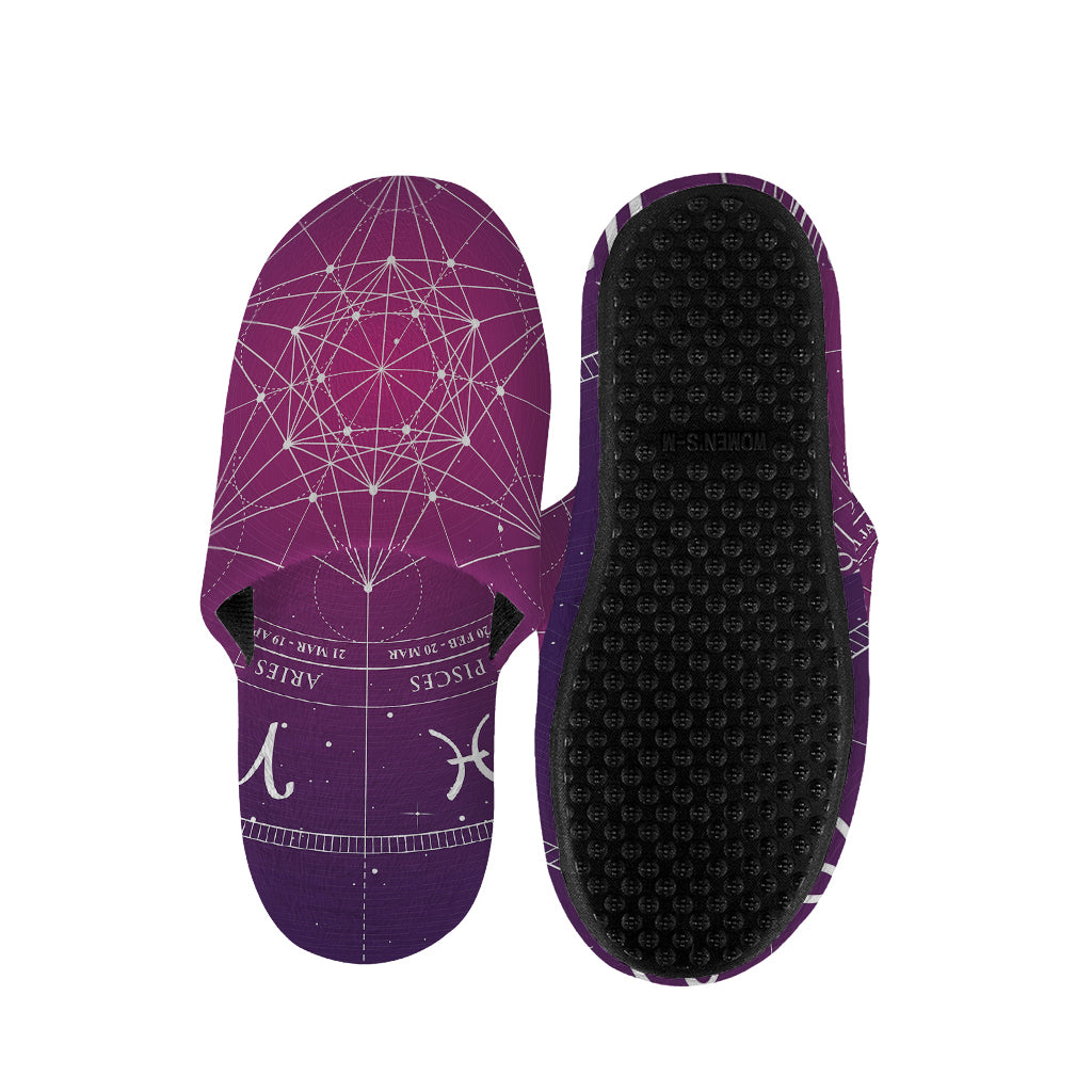 Geometric Zodiac Calendar Print Slippers