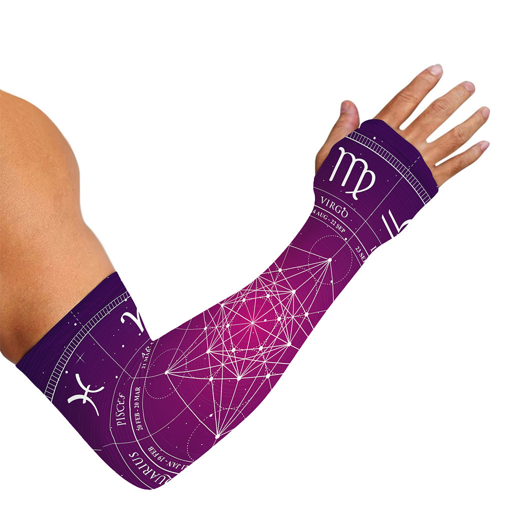 Geometric Zodiac Calendar Print Sun Protection Arm Sleeves