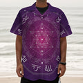 Geometric Zodiac Calendar Print Textured Short Sleeve Shirt