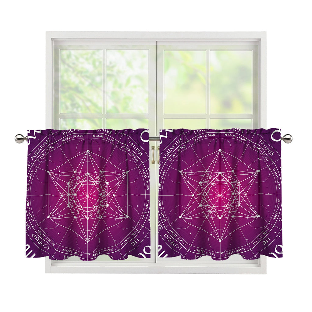 Geometric Zodiac Calendar Print Tier Curtains