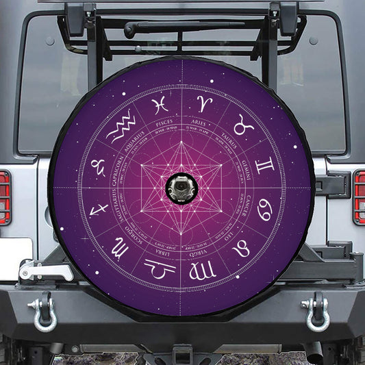 Geometric Zodiac Calendar Print Tire Cover With Camera Hole