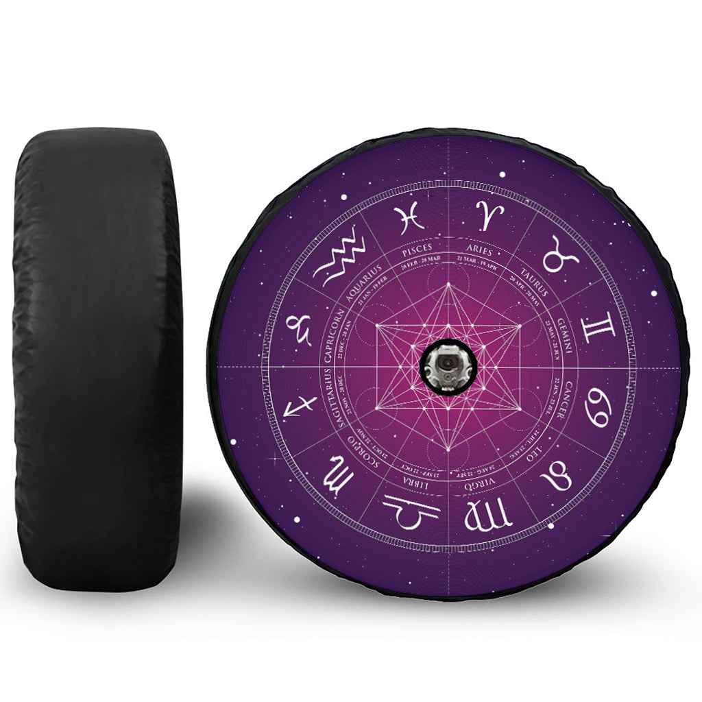 Geometric Zodiac Calendar Print Tire Cover With Camera Hole