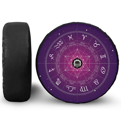 Geometric Zodiac Calendar Print Tire Cover With Camera Hole
