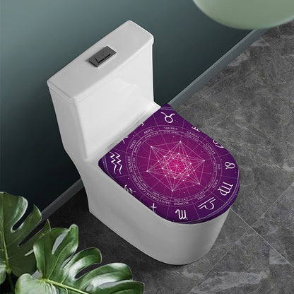 Geometric Zodiac Calendar Print Toilet Lid Cover