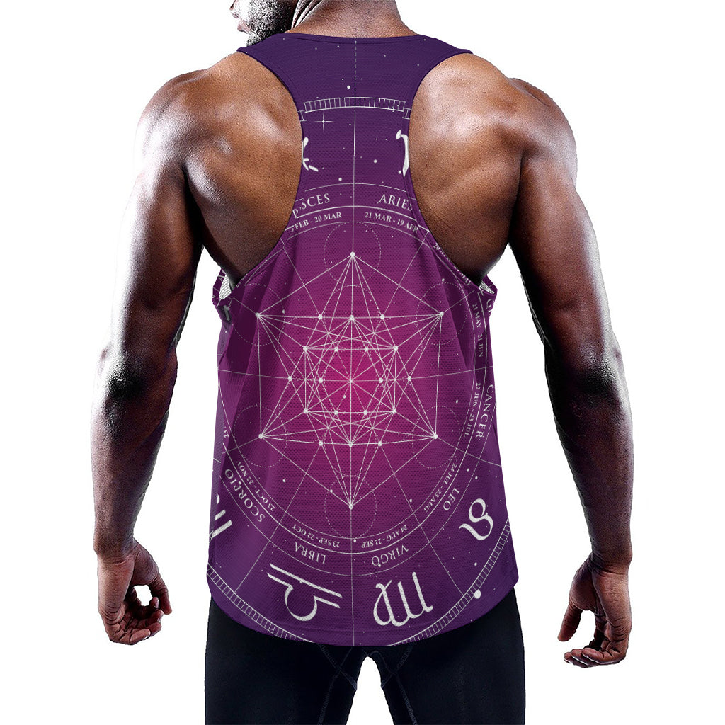 Geometric Zodiac Calendar Print Training Tank Top