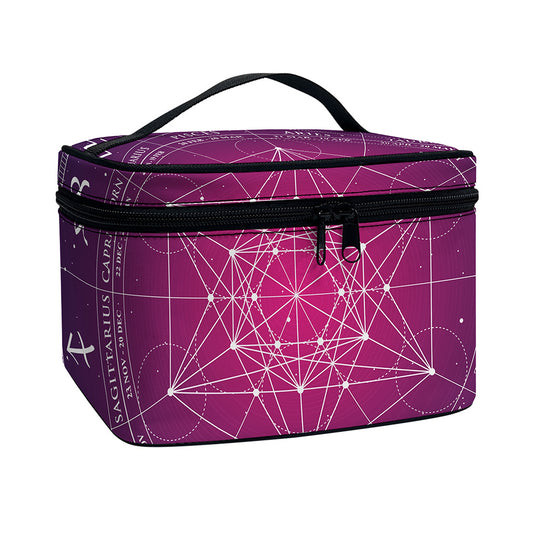 Geometric Zodiac Calendar Print Travel Makeup Bag