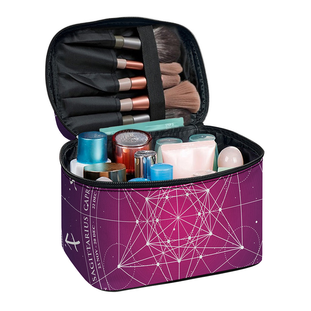 Geometric Zodiac Calendar Print Travel Makeup Bag
