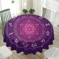 Geometric Zodiac Calendar Print Waterproof Round Tablecloth
