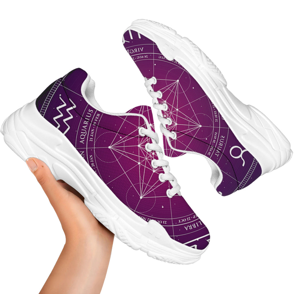 Geometric Zodiac Calendar Print White Chunky Shoes