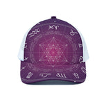 Geometric Zodiac Calendar Print White Mesh Trucker Cap