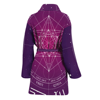 Geometric Zodiac Calendar Print Women's Bathrobe