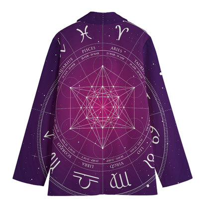 Geometric Zodiac Calendar Print Women's Blazer