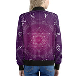 Geometric Zodiac Calendar Print Women's Bomber Jacket