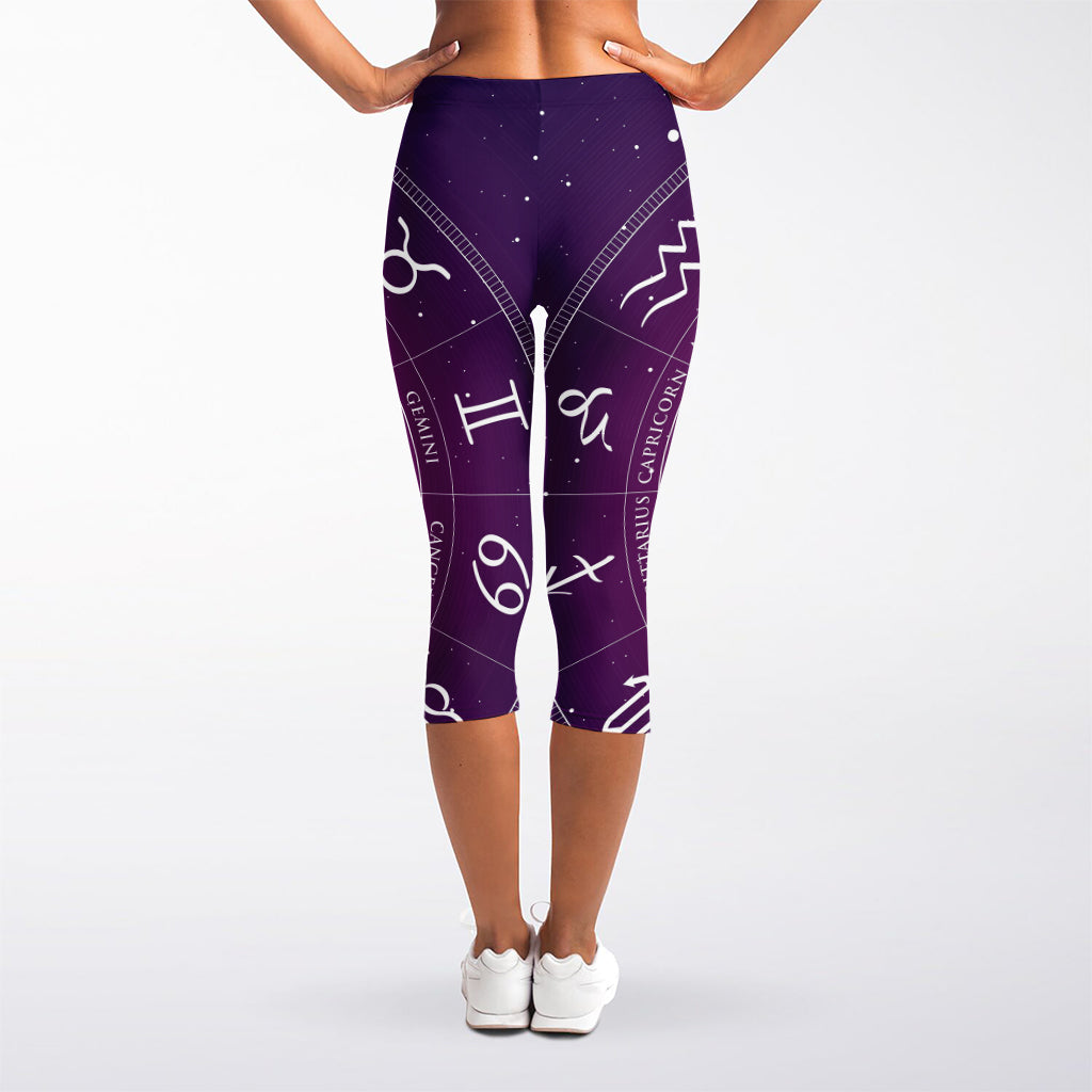 Geometric Zodiac Calendar Print Women's Capri Leggings