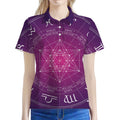 Geometric Zodiac Calendar Print Women's Polo Shirt